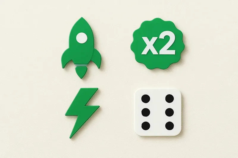 Grid of instant game symbols on cream linen background